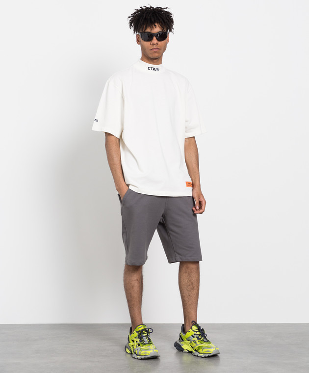 Heron Preston Белая футболка с контрастной вышивкой HMAA021C99JER001 изображение 2