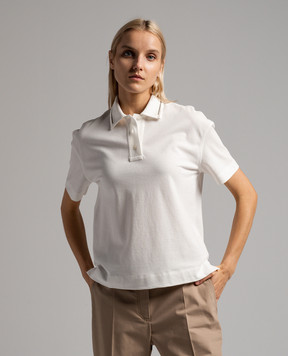 Brunello Cucinelli Біле поло з ланцюжком моніль M0T63EM415