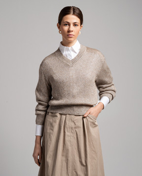 Brunello Cucinelli Бежевый пуловер с люрексом MLE727602
