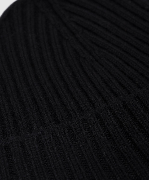 Cashmere&Whiskey Black ribbed cashmere hat 201C image 4