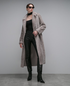 Babe Pay Pls Серая двубортная дубленка 2227MERINO