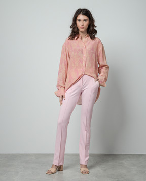 Max Mara Sportmax Розовая блуза из шелка PERLE в цветочный принт. PERLE