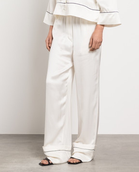 Off-White Білі штани з брендованою нашивкою OWCA178S23FAB001