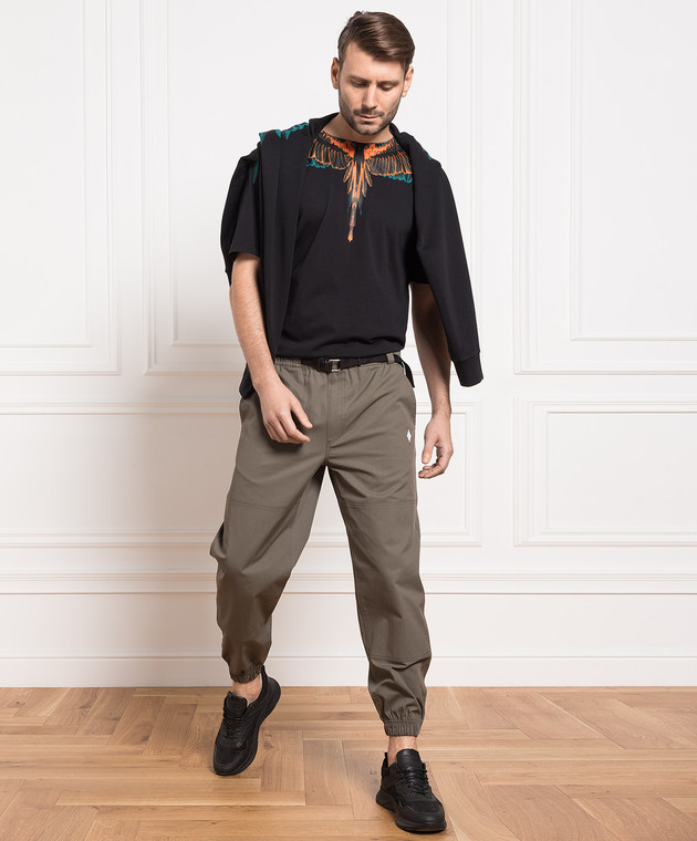 Marcelo Burlon - Черная футболка с принтом LINES WINGS