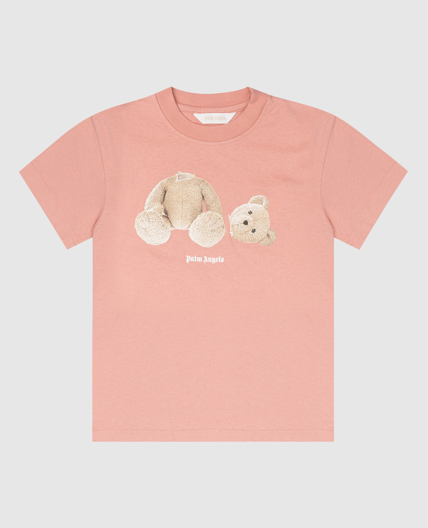 Детская розовая футболка с принтом Медведь