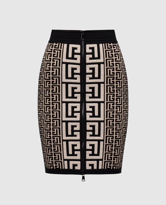 Black skirt with textured monogram pattern
