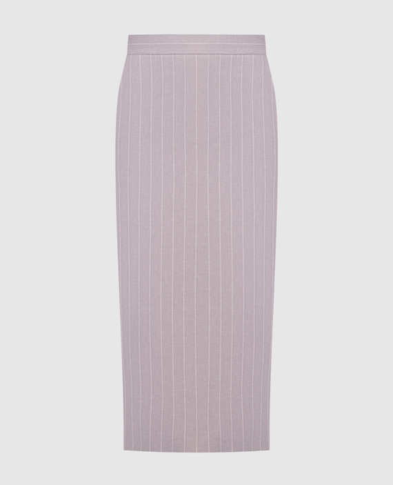 Gray striped midi skirt