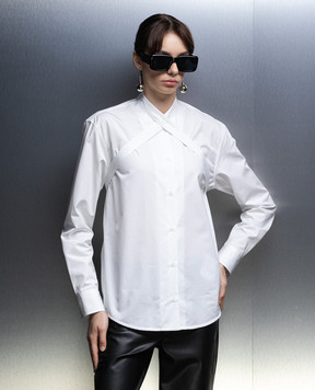 Off-White Біла сорочка з ремінцем на комірі OWGE014F23FAB001