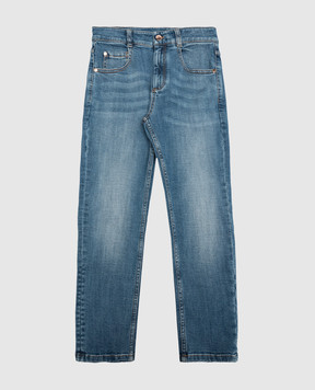 Brunello Cucinelli Дитячі сині джинси з ефектом потертості BB065P403A