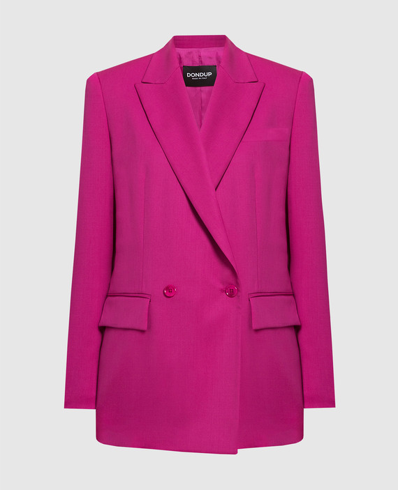 Pink double-breasted woolen jacket