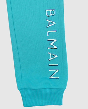 Balmain Дитячі блакитні джогери з голографічним логотипом BS6S90Z0081410