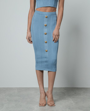 Balmain Голубая юбка с заклепками CF1LD043KF24