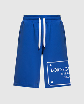 Dolce&Gabbana Сині шорти з принтом логотипу GVZUHTFU7DU