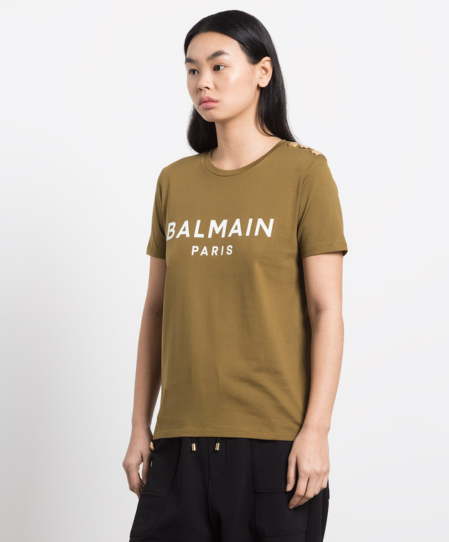 Balmain - Khaki t-shirt with logo print AF1EF005BB02 comprar en línea en  Symbol