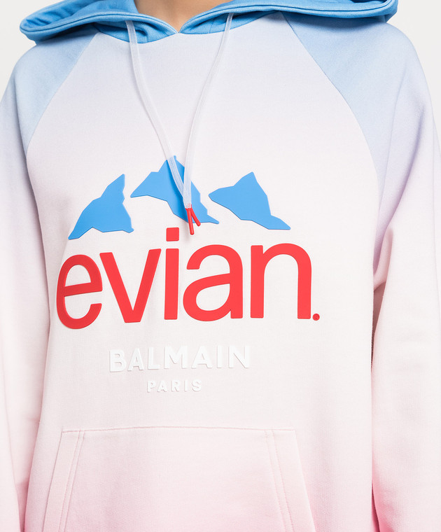Balmain Balmain x Evian logo hoodie in pink AF2JT020GD01 image 5