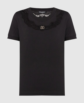 Dolce&Gabbana Чорна футболка з логотипом DG F8T66ZG7H1Z