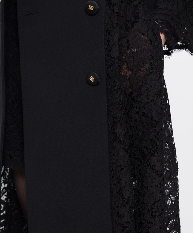 Dolce&Gabbana Чорний тренч із мереживом F0B5ATHLMTB зображення 5