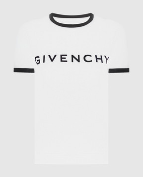Givenchy Біла футболка з принтом логотипа BW70BF3YAC