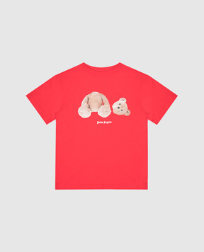 Palm Angels Дитяча червона футболка з принтом Broken Bear PBAA003C99JER005