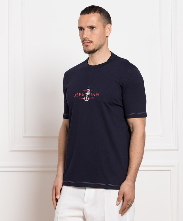 Brunello Cucinelli Blue T-shirt with a print M0T618481P image 3