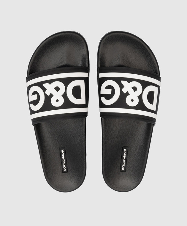 Dolce&Gabbana Black sliders with textured logo CS2072AQ858 image 4