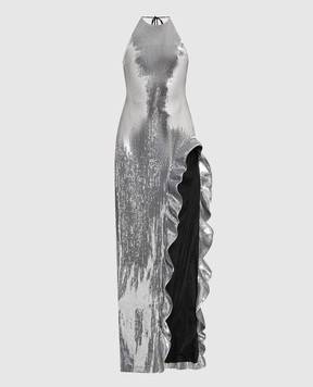 David Koma Серебристое платье макси с пайетками RE23DK38DL