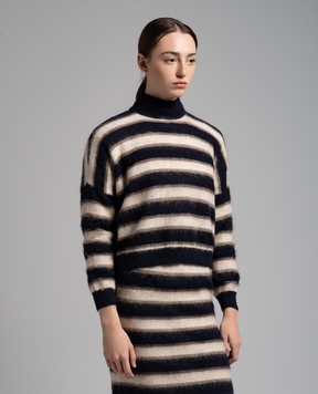 Brunello Cucinelli Синий свитер в полоску MBP138204