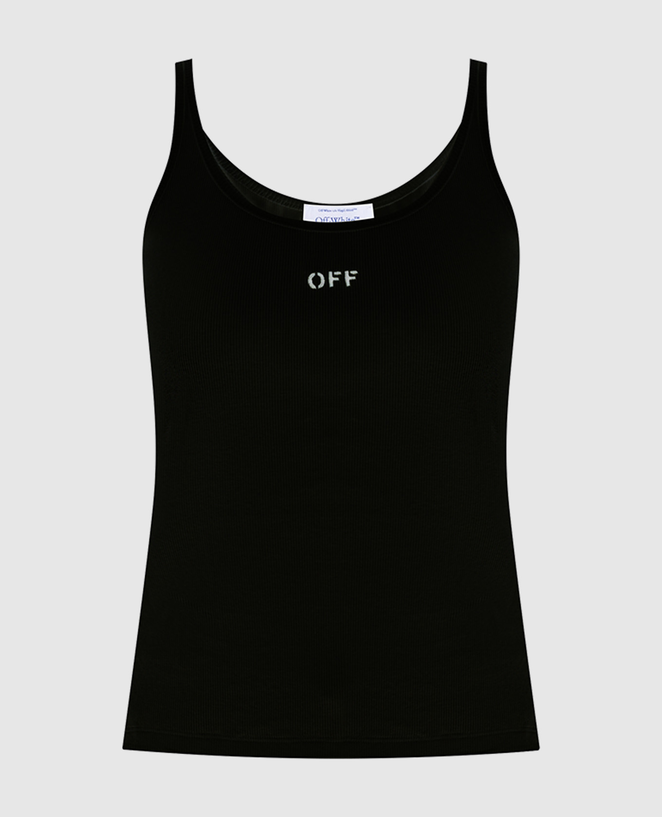 Black top with contrasting logo embroidery