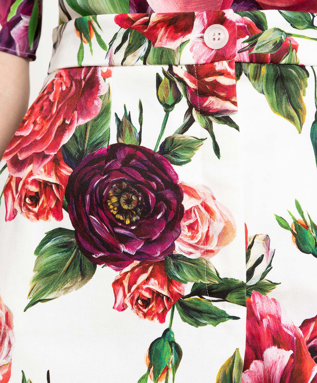 Dolce&Gabbana Белые шорты в цветочный принт FTAGOTFSFHG изображение 5