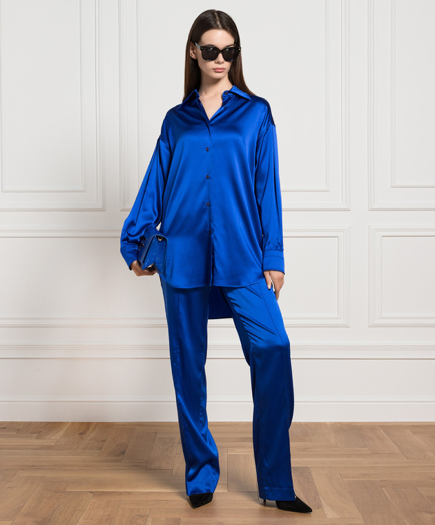 Pyjama Blouse en Soie Bleu Nuit