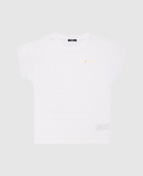 Balmain Детская белая футболка в логотипе BT8A61Z1523410