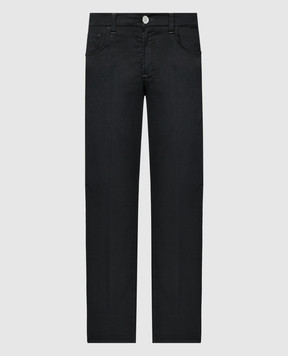 Stefano Ricci Черные брюки с вышивкой монограммы MFT41S0180T209PT