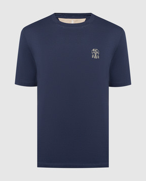 Brunello Cucinelli Синяя футболка с принтом M0B137445G