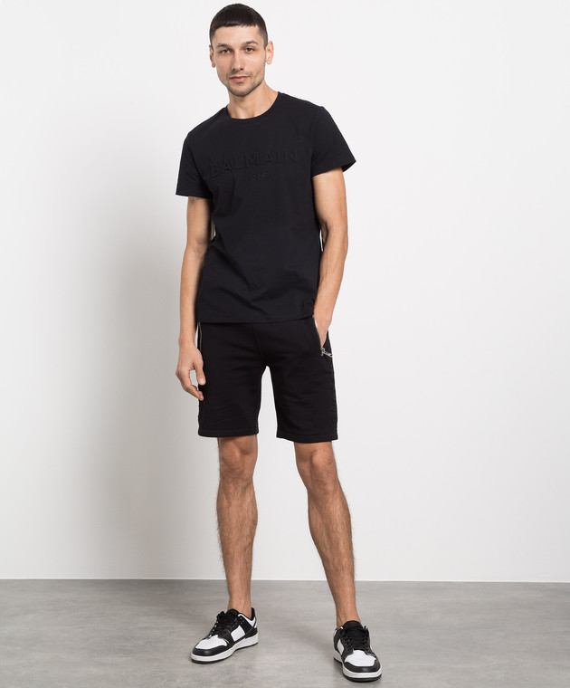 Balmain Black shorts with textured logo AH1OA000BB34 изображение 2