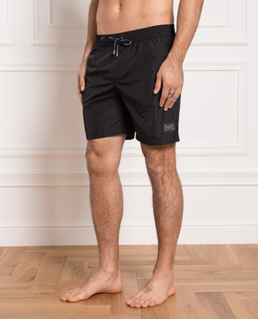 Dolce&Gabbana Чорні шорти для плавання з патчем логотипу M4E45TFUSFW