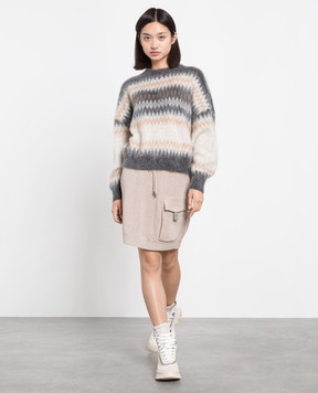 Brunello Cucinelli Бжевая юбка в рубчик с эколатунью M19174289P