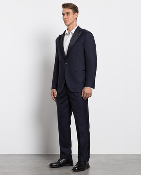 Brunello Cucinelli Синий костюм из шерсти и шелка MF460AS28