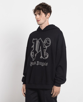 Palm Angels Чорне худі з вінтажним ефектом з логотипом PMBB126E23FLE001