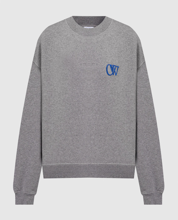 Gray sweatshirt with monogram logo embroidery