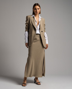 Brunello Cucinelli Бежевий жакет з льоном з ланцюжком моніль MH1262682
