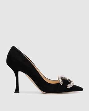 Jimmy Choo Black suede Melva 90 pumps with crystals MELVA90UCB
