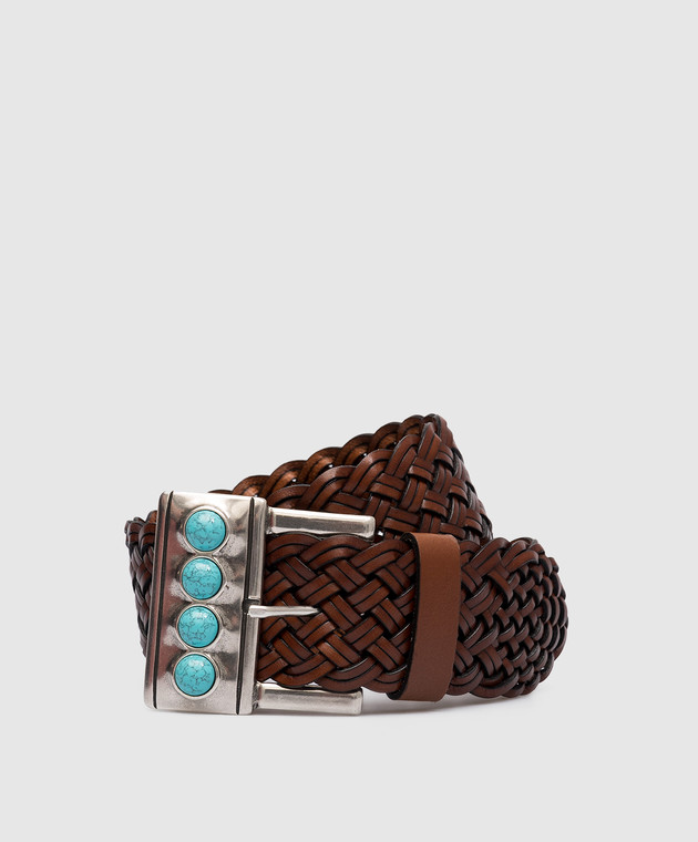 Etro Brown leather braided belt P1N6777625