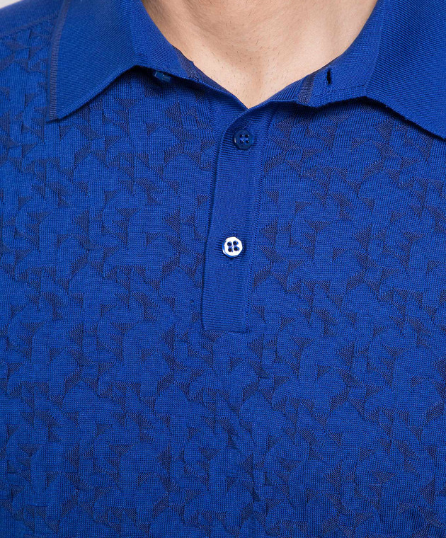 Stefano Ricci Blue polo in a woven pattern K818059P13F23286 image 5