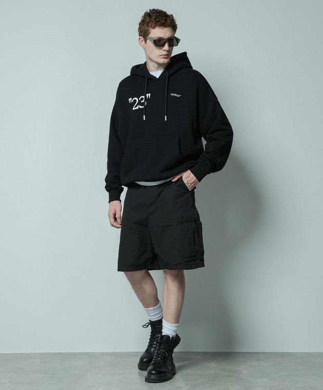 Off-White Black hoodie with 23 logo print OMBB085G23FLE005 image 2