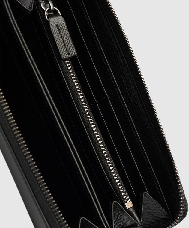 Serapian Чорний шкіряний гаманець з логотипом SREVOMSL703019K292 зображення 3