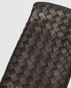 Bottega Veneta Коричневые кожаные перчатки с плетением 690339VZQO1