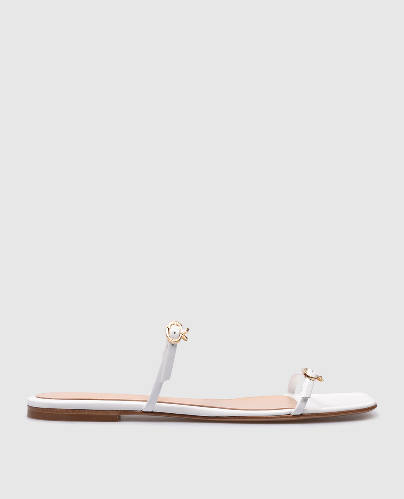 White patent leather flip-flops