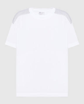 Brunello Cucinelli Біла футболка з ланцюжком моніль M0T18BE420