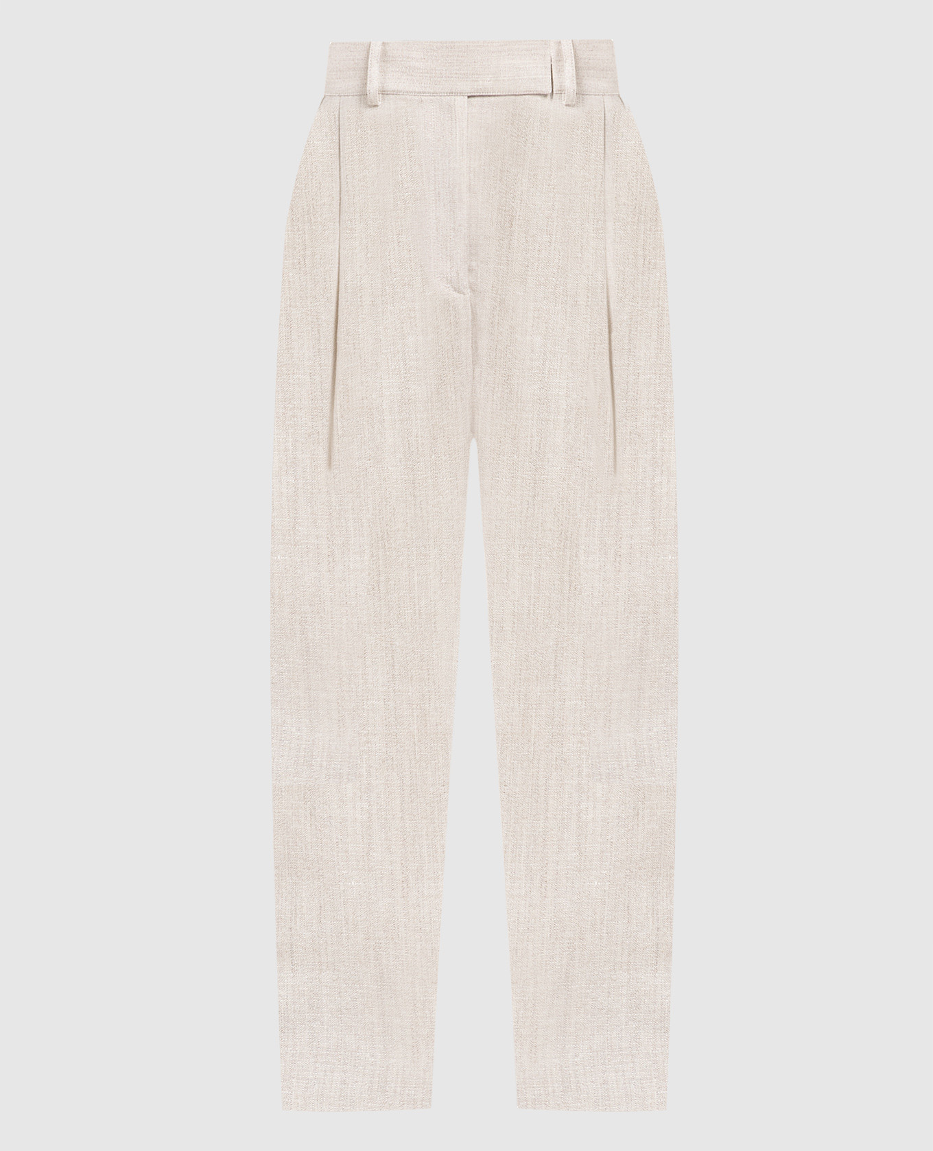 

Серые брюки из шерсти и льна, Серый, Брюки с высокой талией