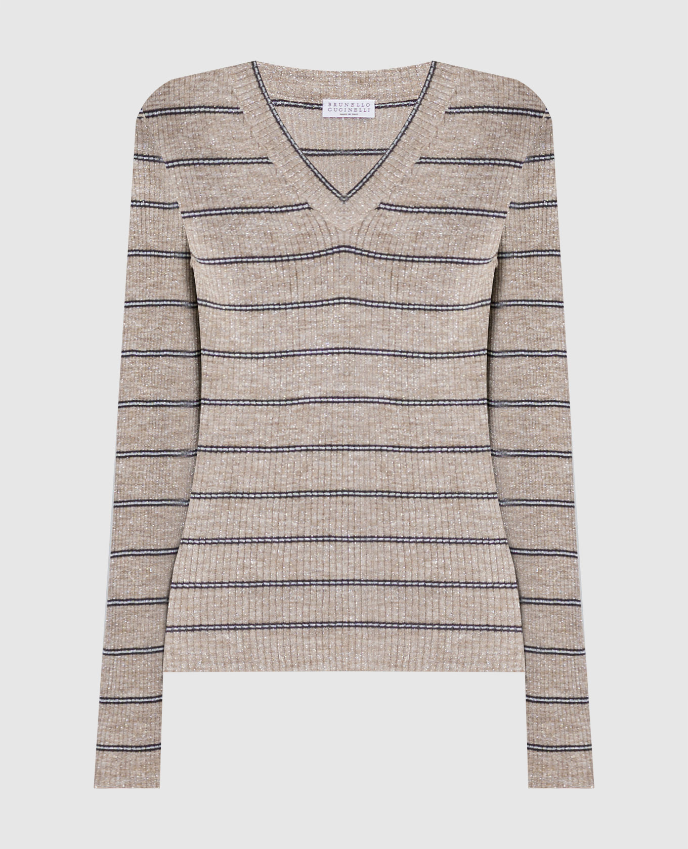 Beige pullover with linen and lurex